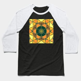 Cartoon Mandala Yellow Orange and Green Baseball T-Shirt